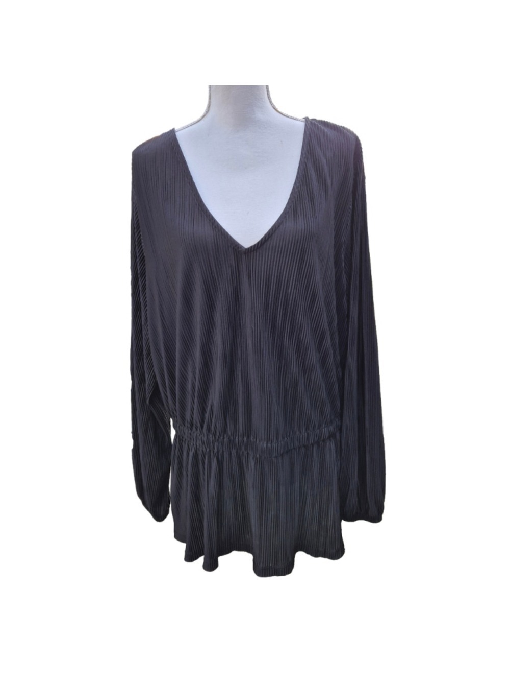 Women's Lane Bryant Pleated Blouse Black Size 22/24